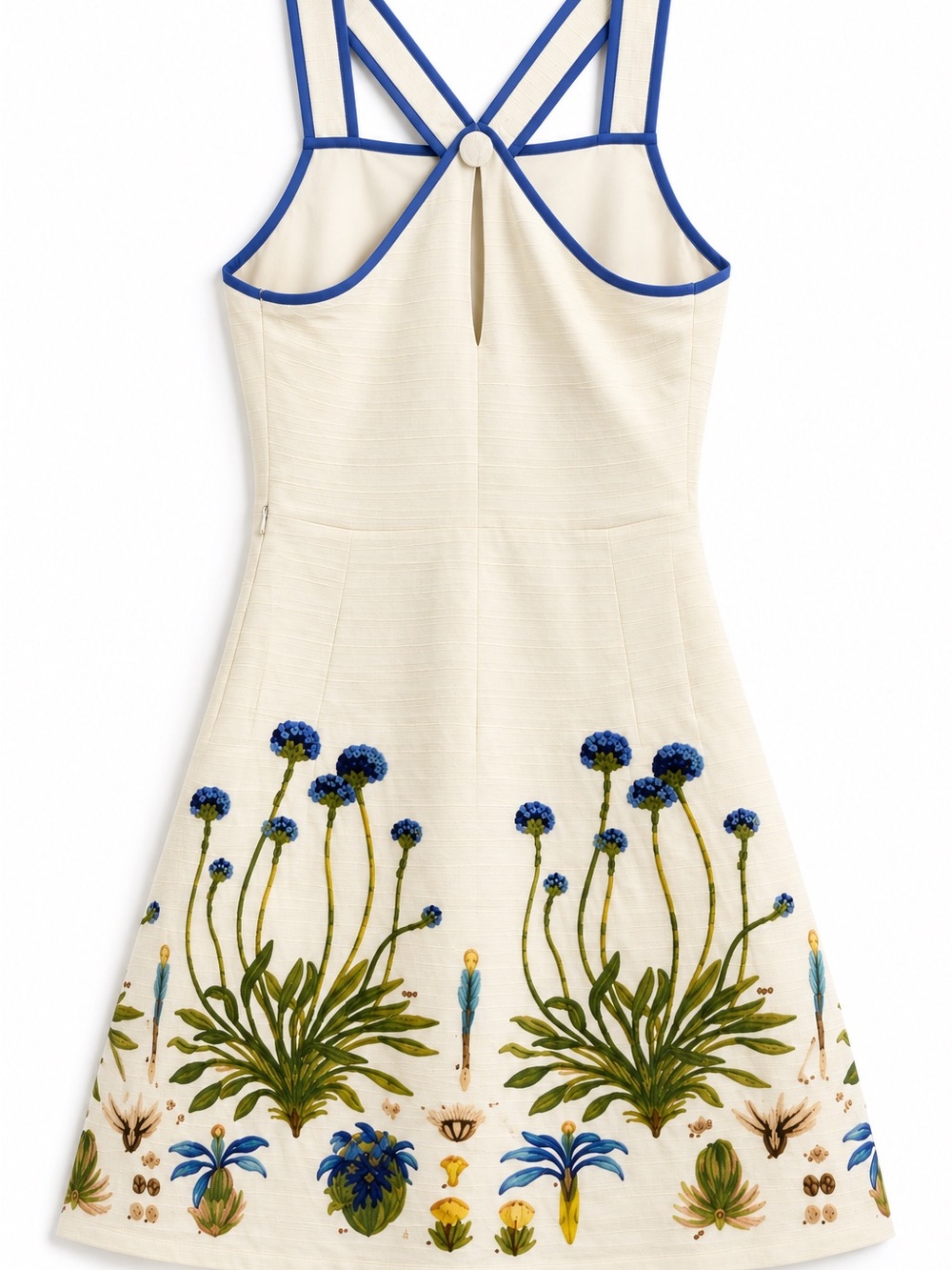 Tory Burch Emilia Dress Women Size 4 White Blue NWT Floral Botanical A-Line Mini - Picture 4 of 11